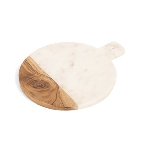 Tabla de cortar de 7 piedras de mármol y madera con mango más vendida para restaurantes Diseño moderno ecológico hecho a mano a precio barato - Product Image 3
