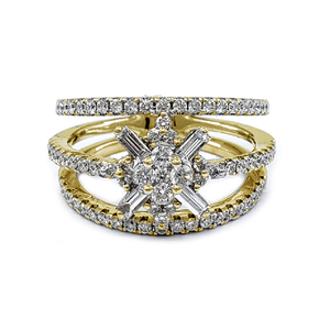 Bagues de mariage en or jaune 18 carats de haute qualité avec diamants véritables sertis pavé, motif floral classique, pour fêtes, vente en gros Chine - Product Image 1