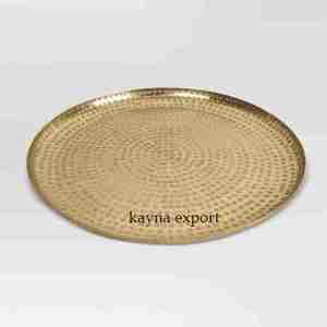 Bandeja de servicio de estilo martillado de Metal artesanal, uso Chapado en latón, propósito de regalo de boda y bandeja de Metal decorativa de mesa - Product Image 4