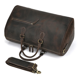 Sac de voyage pliable en cuir véritable, durable, avec fermeture à glissière et sangle amovible pour les voyages - Product Image 1