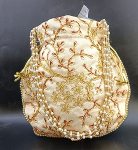 Embroidered Silk Flexible Adjustable Pouch <b>Bag</b> Designer <b>Women</b> Potli <b>Bags</b> Handle Clutch Purse for <b>Festive</b> & Weddings Gift - Product Image 6