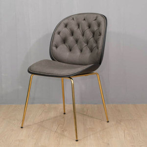 GAK-F05S Beetle <b>Chair</b> Nappa Leather Upholstered Chrome-Plated Iron Legs Solid Minimalist Farmhouse Backrest Light for Living - Product Image 5