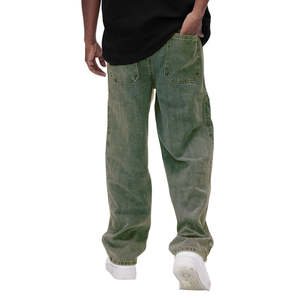 Jeans baggy en denim de haute qualité, streetwear décontracté, logo personnalisé, pour hommes - Product Image 2