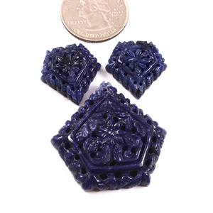 El fabricante de la India ofrece un conjunto de tres piezas tallado en pentágono de sodalita azul para collar y pendiente, joyería de piedras preciosas naturales - Product Image 2