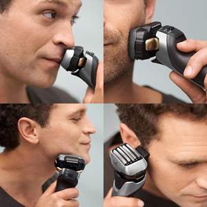 Afeitadora Eléctrica de 5 Cuchillas para Hombre, Cabezal Giratorio Inteligente y Flexible, Plateada, Uso en Seco/Húmedo, con Recortador Extraíble, Resistente al Agua IPX7, para el Rostro - Product Image 3