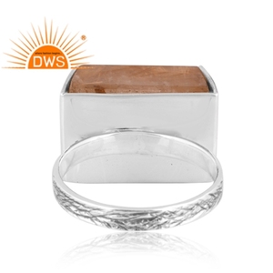 Anillo de declaración de piedras preciosas de rutilo dorado Natural de plata esterlina oxidada de última tendencia, fabricante de joyería personalizada - Product Image 4