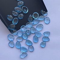 Pierres de topaze bleue suisse naturelle 10 mm 12 mm, taille libre, coupe rose Polki, tranches, pierres semi-précieuses pour la fabrication de bijoux en ligne 2026