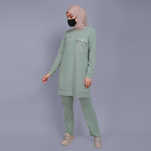 Nuevo Diseño de Abaya Musulmana Estampada para Mujer y Conjunto Deportivo con Sudadera con Capucha, 100% Algodón, Ecológico y de Secado Rápido - Product Image 2
