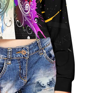 Nouveau Style Custom Made Femmes Crop Top Hoodies Marque Privée Vêtements D'hiver Femmes Crop Top Hoodies - Product Image 5