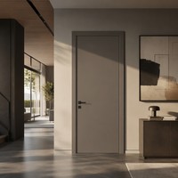 Puertas Interiores Modernas de Melamina, Puertas de Madera con Diseño Laminado, Puerta Plana Sólida de MDF Ignífuga para Villa, Superficie Acabada