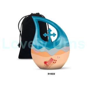 Urna conmemorativa de cremación con gota de lágrima de Cruz de galaxia de aluminio negro para cenizas humanas Urna funeraria decorativa con bolsa de terciopelo gratis - Product Image 6