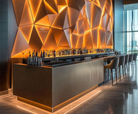 Comptoir de bar commercial moderne incurvé, éco-responsable, sur mesure, design KFC, avec éclairage LED, pour usage domestique, hôtelier et commercial - Garantie 10 ans