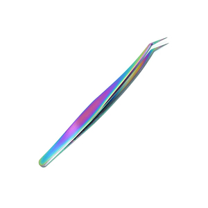 Wholesale <b>Eyelash</b> <b>Tweezers</b> Pointed Tip Curved Titanium Coated German Stainless Steel Beauty <b>Eyelash</b> <b>Tweezers</b> 5 Inch - Product Image 2