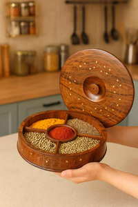 Boîte à épices en bois et ensemble de boîtes à épices de taille personnalisée en bois pour la cuisine, boîte à masala et couvercle en acrylique de forme carrée - Product Image 3