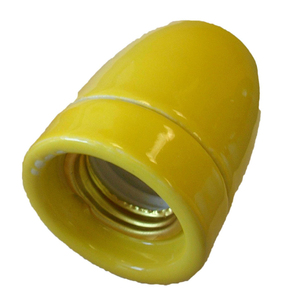 Portalámparas decorativo vintage de cerámica amarilla E27 100W 47x55mm. (F-Bright 1200545-AM) - Product Image 1