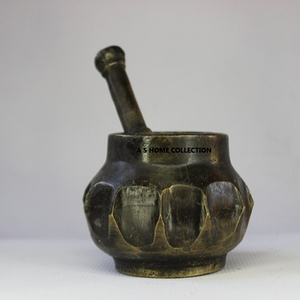 Thiết kế cổ điển kích thước lớn gia vị công cụ hình dạng dài kim loại đúc cũ Antique nhìn sắt làm vữa và chày - Product Image 6