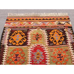 Tapis turc vintage, tapis Kilim 4x6,1 pieds, tapis persan rouge orangé - Product Image 4