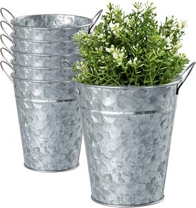 Attrayant rond semis toutes saisons grand seau en métal galvanisé métal Design pot de fleurs décoration de jardin jardinières Pots - Product Image 2