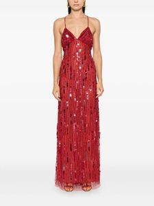 Vestido de fiesta de noche ceñido al cuerpo rojo, ropa antiestática de gasa transpirable para mujer, 2025, sin mangas completo de lujo para mujer - Product Image 3