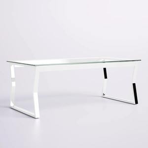 Table basse de salon moderne avec plateau en verre et pieds en métal argenté écologiques - Product Image 6