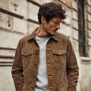 Winter Trucker <b>Jacket</b> Men Warm <b>Corduroy</b> Button Down Custom <b>Corduroy</b> <b>Jackets</b> Streetwear <b>Corduroy</b> Trucker <b>Jacket</b> Tops Men's - Product Image 2