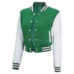 Personalizado para mujer recortada Varsity chaqueta OEM bordado logotipo personalizado béisbol Letterman chaquetas fábrica a granel proveedor - Product Image 5