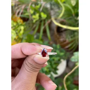 Natural <b>Garnet</b> <b>Ring</b> 925 Sterling <b>Silver</b> Handmade Gemstone <b>Ring</b> for Women Wholesale Jewelry Supplier - Product Image 2
