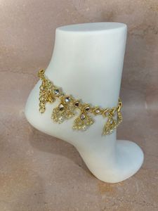 NIEN Fußkettchen Party Wear Pearl Kundan Schmuck für Fuß Knöchel moderne traditionelle indische Faux Imitation Mode für Frauen Mädchen