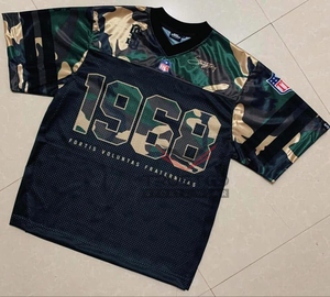 Camisetas de Fútbol Americano de Manga Corta, Ajuste Holgado, Retro, de Malla Transpirable, Bordado OEM, MOQ Bajo, Personalizadas, Estilo Cuadrado, de Alta Calidad - Product Image 3