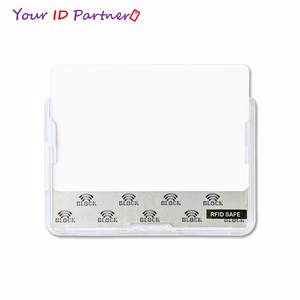 Two Cards Landscape Hard Plastic RFID Blocking <b>ID</b> Protector Name <b>Tag</b> Badge Holders - Product Image 4