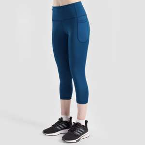 Pantalon de yoga Aero Flow turquoise en tissu tricoté respirant avec élasthanne, effet push-up, contrôle du ventre, fonction thermique et logo à la taille - Product Image 3
