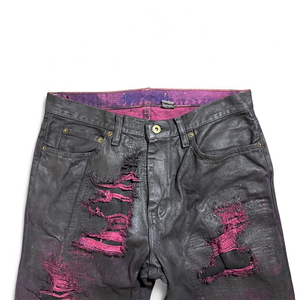 กางเกงยีนส์ผู้ชาย DiZNEW รุ่นปี 2026 ดีไซน์ขาดเซอร์ๆ ลุคดิสเทรส ฟอกสี คุณภาพสูง กางเกงยีนส์ผู้ชายทรงสแตก ผ้าเงา - Product Image 2