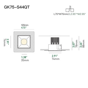 Xrzlux 15W Dimmable LED COB trong nhà recessed vuông Downlight hiện đại chống chói IP44 không thấm nước ánh sáng tại chỗ nhôm trimless - Product Image 5