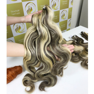 Vente en gros d'extensions de cheveux humains vietnamiens vierges Remy Tape-In brun blond clair Super Double non traités grand stock - Product Image 4