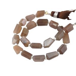 Brin de perles en forme de pépites de pierres de lune en chocolat naturel en vrac de 8 pouces de long pour la fabrication de bijoux fournisseur indien - Product Image 3