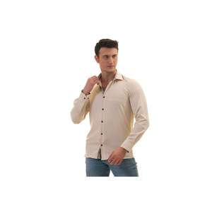 Chemise Slim Fit avec col beige et motif café sur la manchette - Product Image 5
