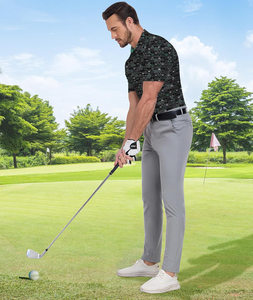 Vêtements de golf pour hommes, tricot écologique, logo personnalisé imprimé, broderie de haute qualité, manches courtes, polyester/coton - Product Image 6