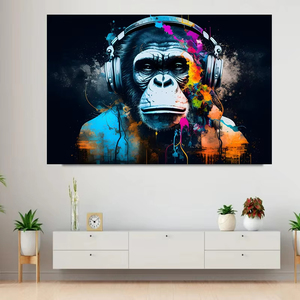 <span class=keywords><strong>Singe</strong></span> avec casque DJ <span class=keywords><strong>singe</strong></span> <span class=keywords><strong>affiche</strong></span> et impressions Graffiti chimpanzés peinture décorative <span class=keywords><strong>POP</strong></span> Animal mur <span class=keywords><strong>Art</strong></span> photos - Product Image 1