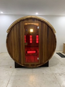 Sauna à baril infrarouge lointain en bois pour 4 à 6 personnes de bonne qualité avec lampe à LED - Product Image 5