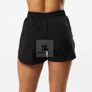 Gym Workout <b>Zipper</b> Fitness Sports Double Layer <b>Shorts</b> with Pockets for Women - Product Image 4