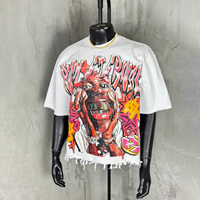 Kaos Pria Rajut O-Neck Lengan Pendek Oversize Solid 100% Katun 300g Nyaman Regular Vintage Custom OEM Streetwear