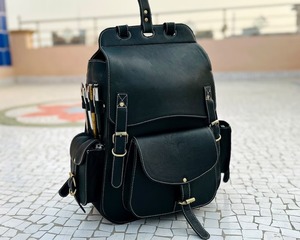 Mochila de viaje de cuero negro de gran capacidad personalizada, bolsos elegantes, bolsa de lona personalizable - Product Image 1