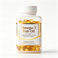 Haoxuan ODM Omega 3 Balık Yağı Şişe Etiketleri Altın Varaklı PET Su Geçirmez Çıkartmalar Yumuşak Kapsül Takviye Paketlemeleri İçin