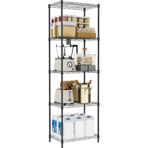 MZG Simple Assembly Boltless Gloss Chrome Finish Slim Multi Layer Wire Shelving <b>Rack</b> Tall 5 Tier Metal Utility Shelves - Product Image 3