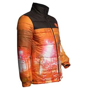 Chaqueta Acolchada Estampada para Hombre, Cuello Alto, Cierre Frontal, Ligera, Ropa de Abrigo de Invierno, Estilo Casual Urbano - Product Image 3