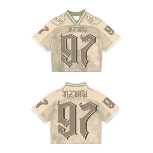 Unisex Vintage Streetwear American Football Jersey Custom Logo Mesh Crop Design <b>Retro</b> Sports Short Oversized Unisex Crop Jersey - Product Image 3