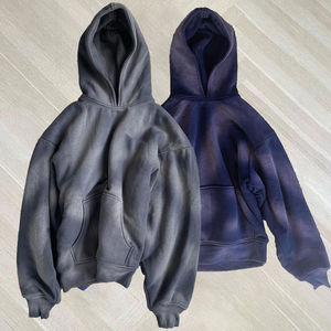 Algodón impreso de alta calidad espacios en blanco liso personalizado Vintage hombres Sun Faded Hoodies venta al por mayor ácido lavado con capucha - Product Image 1