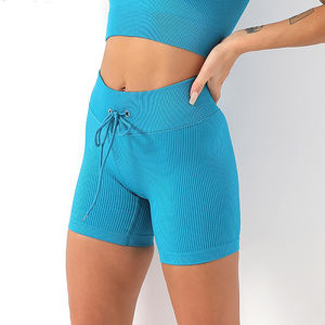 Shorts de yoga taille haute pour femmes, respirants, extensibles dans les quatre sens, en spandex/nylon, vêtements de sport, couleur unie, shorts de fitness, de course à pied - Product Image 5