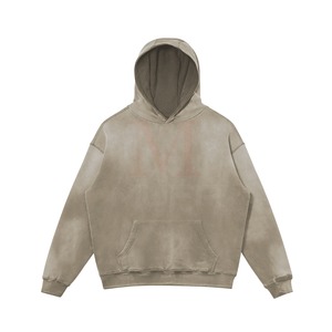 2024 nueva llegada Unisex de alta calidad 100% algodón invierno lavado ácido pulóver Sudadera con capucha diseño personalizado bolsillo sólido liso bordado - Product Image 3