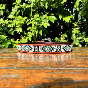 Ceinture Western en cuir véritable brodée à la main avec des perles et une finition peinte à la main, durable et avec une boucle en alliage - Product Image 5